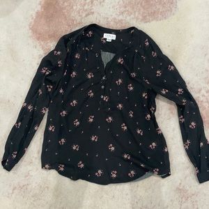 Black blouse with pink flowers